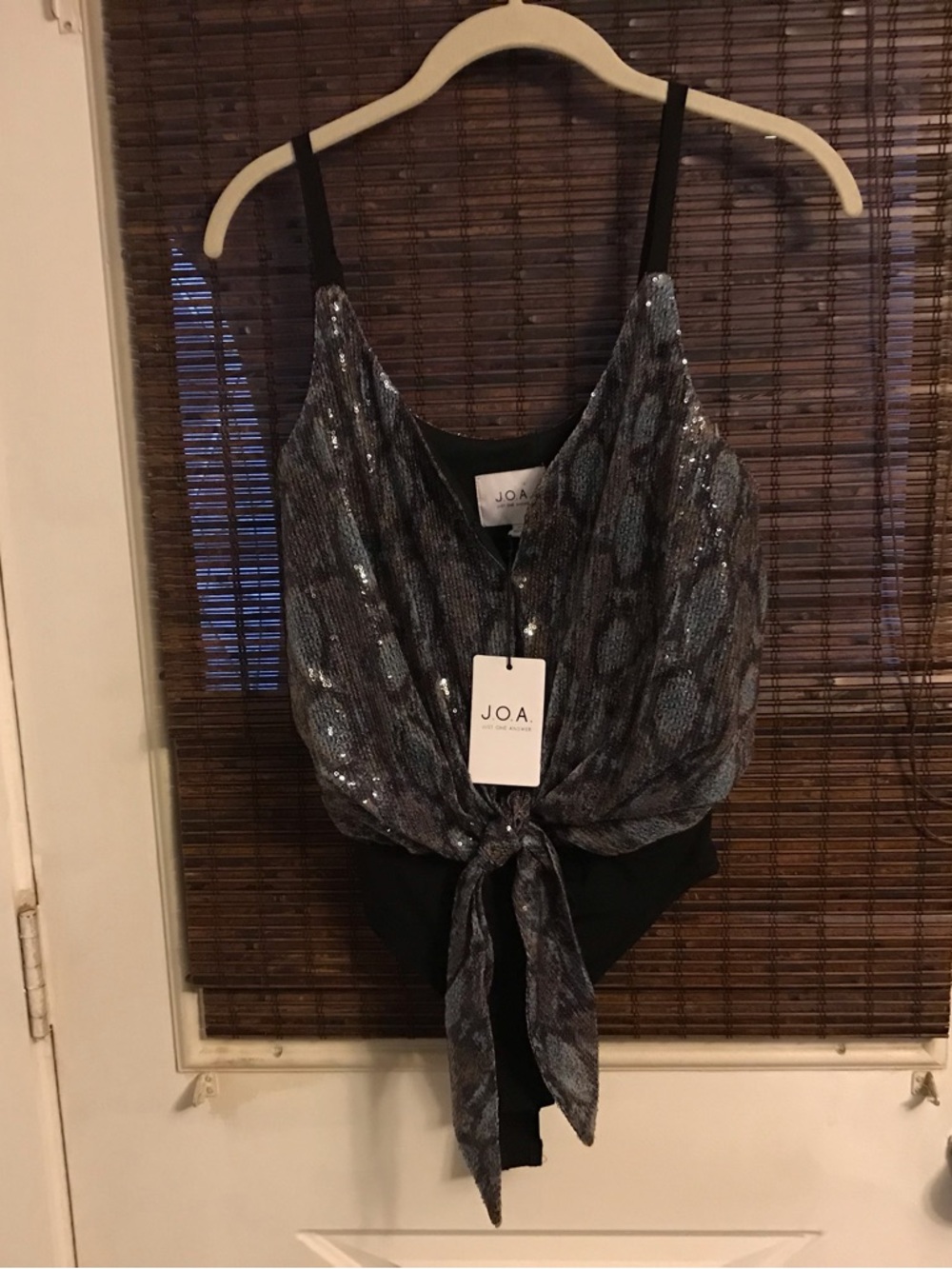 NWT JOA Just One Answer Bodysuit Womens XS Sequin Snakeskin Print One Piece
